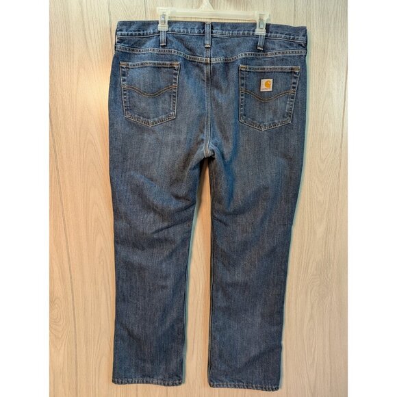 Carhartt Men's 40x32 Relaxed Fit Fleece Lined Denim Blue Jeans Medium Wash - Picture 4 of 10
